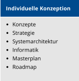Individuelle Konzeption   Konzepte   Strategie   Systemarchitektur   Informatik   Masterplan   Roadmap