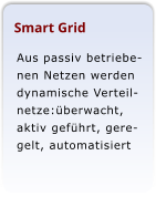 Smart Grid Aus passiv betriebenen Netzen werden dynamische Verteilnetze:berwacht, aktiv gefhrt, geregelt, automatisiert